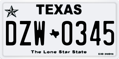 TX license plate DZW0345