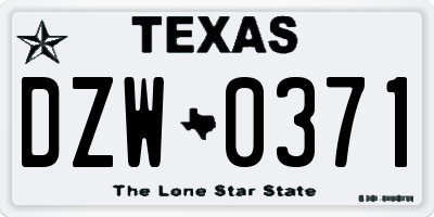TX license plate DZW0371