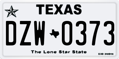 TX license plate DZW0373