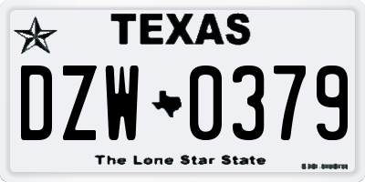 TX license plate DZW0379