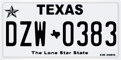 TX license plate DZW0383