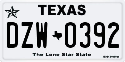 TX license plate DZW0392