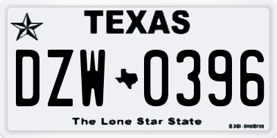 TX license plate DZW0396