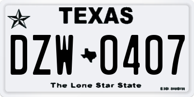 TX license plate DZW0407