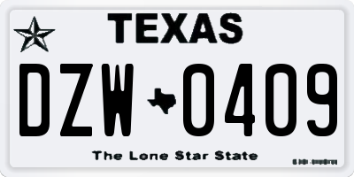 TX license plate DZW0409