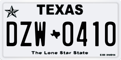 TX license plate DZW0410