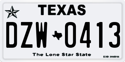 TX license plate DZW0413