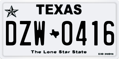 TX license plate DZW0416
