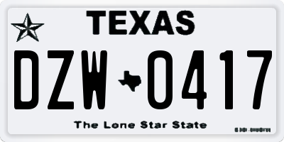 TX license plate DZW0417