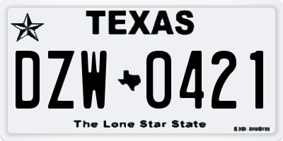 TX license plate DZW0421