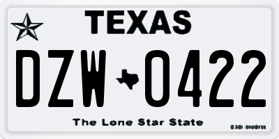 TX license plate DZW0422