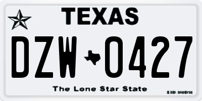 TX license plate DZW0427