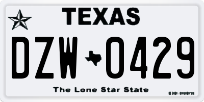 TX license plate DZW0429