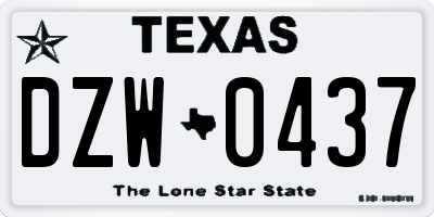 TX license plate DZW0437