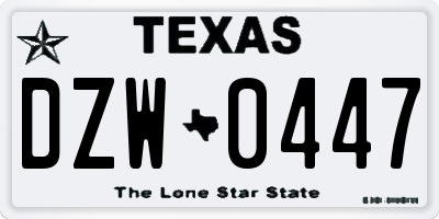 TX license plate DZW0447