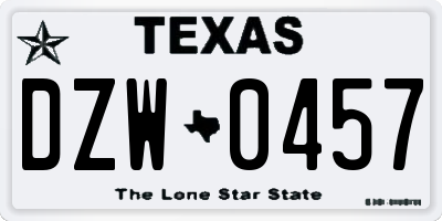 TX license plate DZW0457