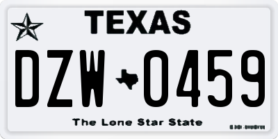 TX license plate DZW0459