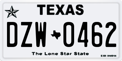 TX license plate DZW0462