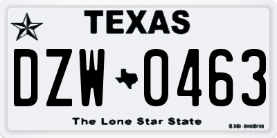 TX license plate DZW0463