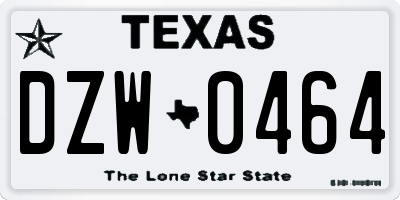 TX license plate DZW0464