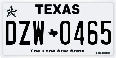 TX license plate DZW0465