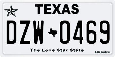 TX license plate DZW0469