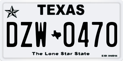 TX license plate DZW0470
