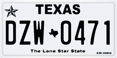TX license plate DZW0471