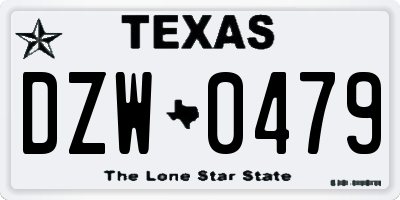 TX license plate DZW0479