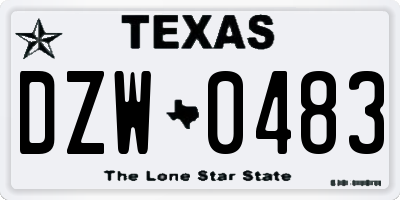 TX license plate DZW0483