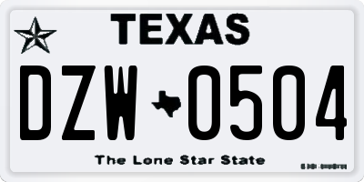 TX license plate DZW0504