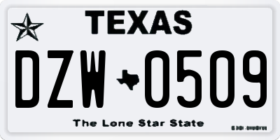 TX license plate DZW0509