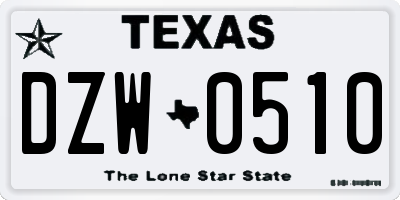 TX license plate DZW0510