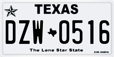 TX license plate DZW0516