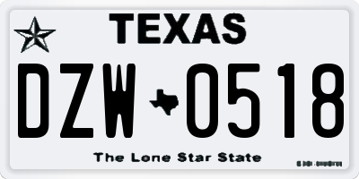 TX license plate DZW0518