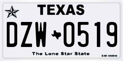 TX license plate DZW0519