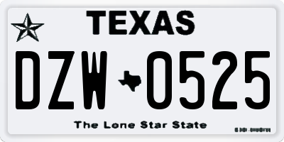 TX license plate DZW0525