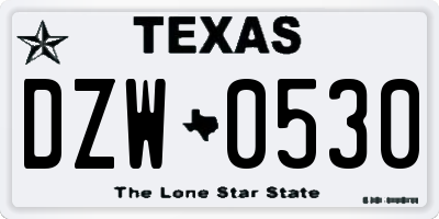 TX license plate DZW0530