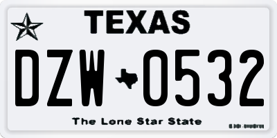 TX license plate DZW0532