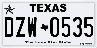 TX license plate DZW0535