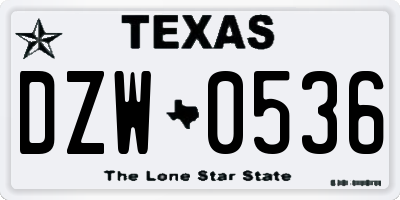 TX license plate DZW0536