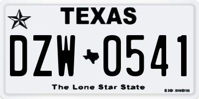 TX license plate DZW0541