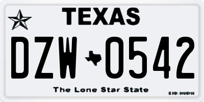 TX license plate DZW0542