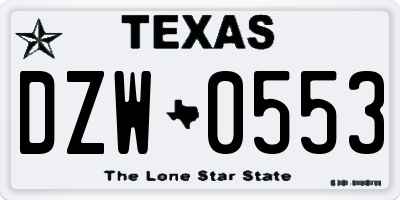 TX license plate DZW0553