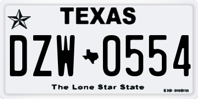 TX license plate DZW0554