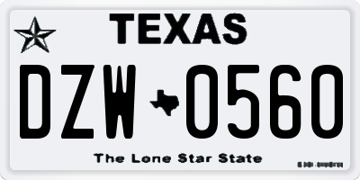TX license plate DZW0560