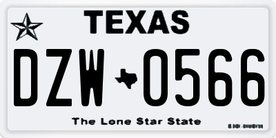 TX license plate DZW0566