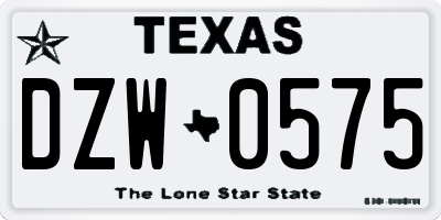 TX license plate DZW0575