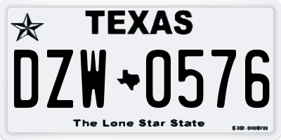 TX license plate DZW0576