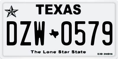 TX license plate DZW0579